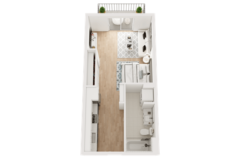 Floor plan for studio, 1 bath, 550 sqft