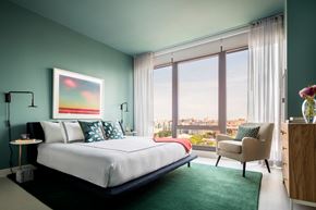 Chicago apartment for rent - Primary Bedroom with City Views in 2 Bedroom Apartments at Landmark West Loop Apartments in Chicago, IL