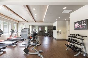 Charlotte apartment for rent - a spacious fitness center with treadmills and other exercise equipment
