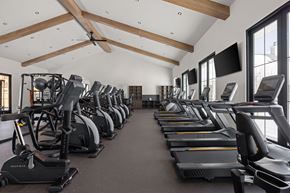 Zionsville apartment for rent - A gym with a row of treadmills and elliptical machines.