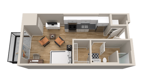 Floor plan for studio, 1 bath, 428 sqft