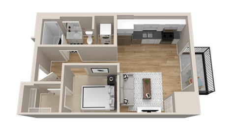 Floor plan for studio, 1 bath, 538 sqft