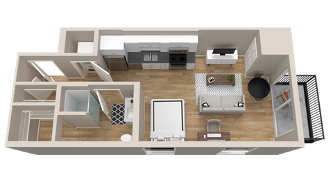Floor plan for studio, 1 bath, 535 sqft
