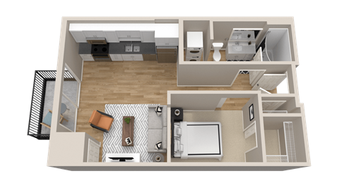 Floor plan for studio, 1 bath, 548 sqft
