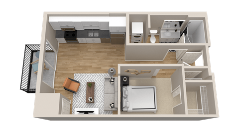Floor plan for studio, 1 bath, 551 sqft