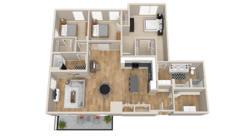 Floor plan for 3 beds, 2 baths, 1830 sqft