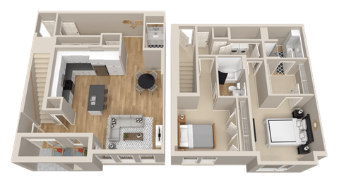 Floor plan for 2 beds, 2.5 baths, 1730 sqft