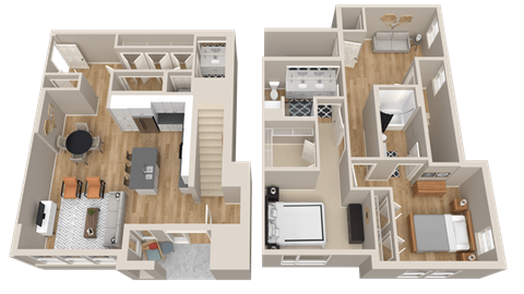 Floor plan for 2 beds, 2.5 baths, 1771 sqft