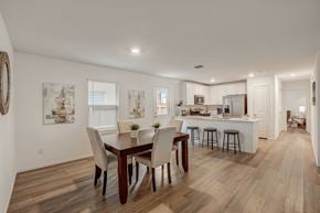 Mckinney apartment for rent - Spacious Living and Dining area connected to an open concept kitchen with white cabinetry