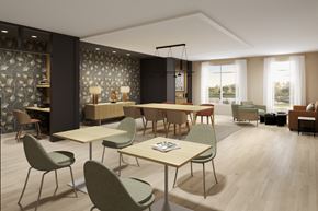 Chelmsford apartment for rent - A modern dining room with a large table and chairs.