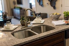 High Point apartment for rent - A kitchen sink with a silver faucet and a plant on the counter.
