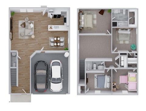 Floor plan for 3 beds, 2.5 baths, 2028 sqft