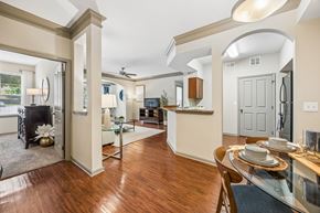 San Antonio apartment for rent - A dining room with a table set for two.