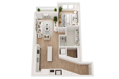 Floor plan for 1 bed, 1 bath, 777 sqft
