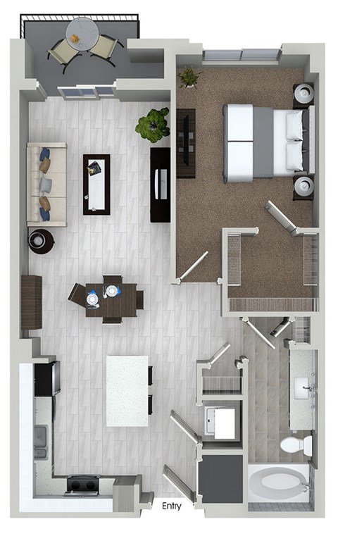 Floor plan for 1 bed, 1 bath, 788 sqft