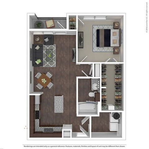 Floor plan for 1 bed, 1 bath, 784 sqft