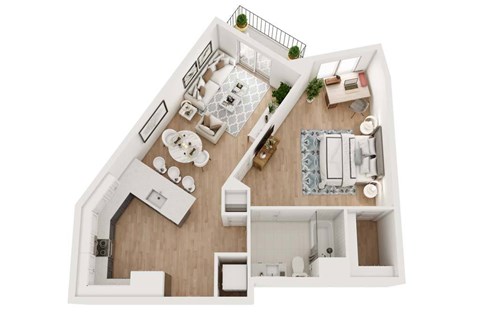 Floor plan for 1 bed, 1 bath, 813 sqft