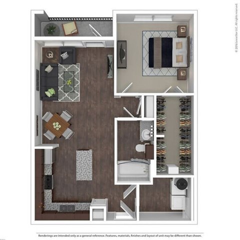 Floor plan for 1 bed, 1 bath, 784 sqft