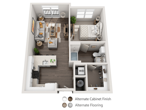 Floor plan for 1 bed, 1 bath, 660 sqft