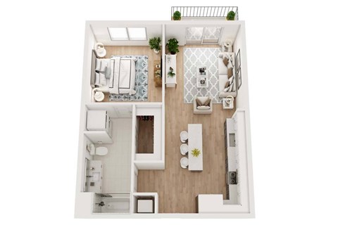 Floor plan for 1 bed, 1 bath, 826 sqft