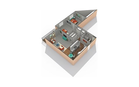 Floor plan for 1 bed, 1 bath, 1004 sqft