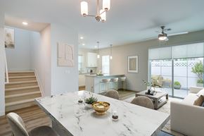 Chelmsford apartment for rent - A modern dining room with a marble table and chairs.