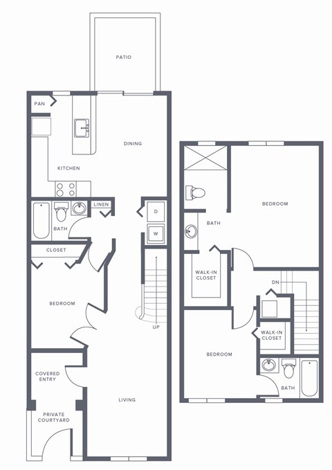 Floor plan for 3 beds, 3 baths, 1379 sqft
