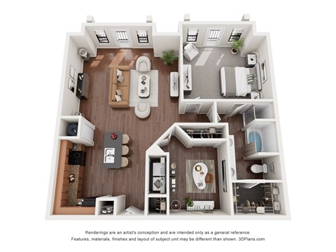 Floor plan for 1 bed, 1 bath, 1151 sqft
