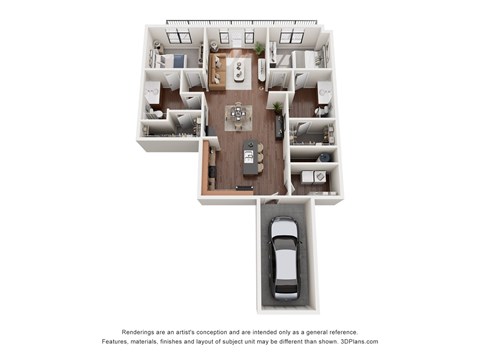 Floor plan for 2 beds, 2 baths, 1380 sqft
