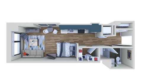 Floor plan for studio, 1 bath, 474 sqft