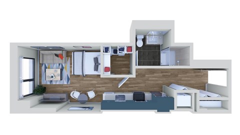 Floor plan for studio, 1 bath, 454 sqft