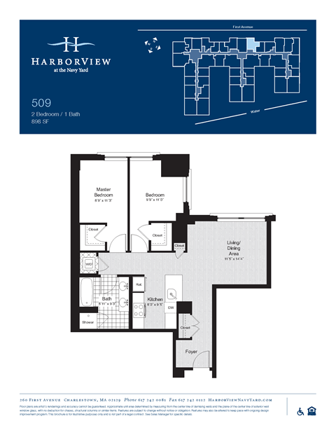 Floor plan for 2 beds, 1 bath, 898 sqft