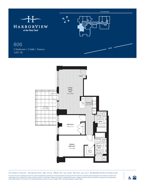 Floor plan for 2 beds, 2 baths, 1057 sqft