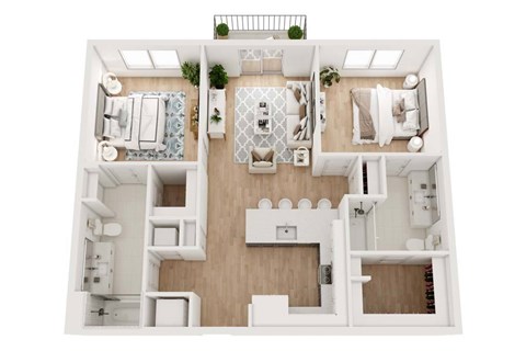 Floor plan for 2 beds, 2 baths, 1120 sqft