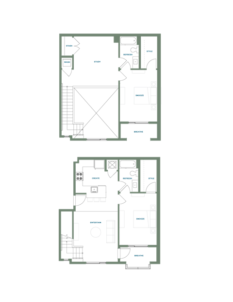Floor plan for 2 beds, 2 baths, 1353 sqft