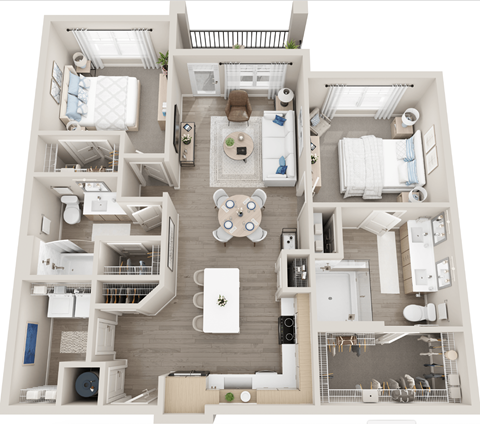 Floor plan for 2 beds, 2 baths, 1194 sqft