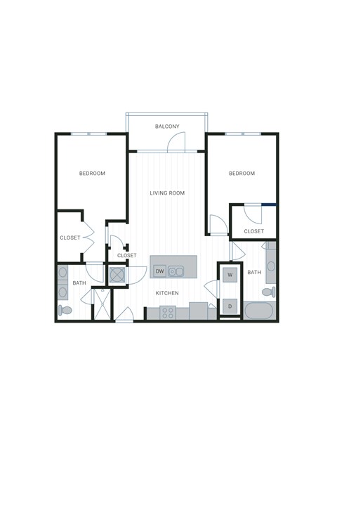 Floor plan for 2 beds, 2 baths, 1176 sqft