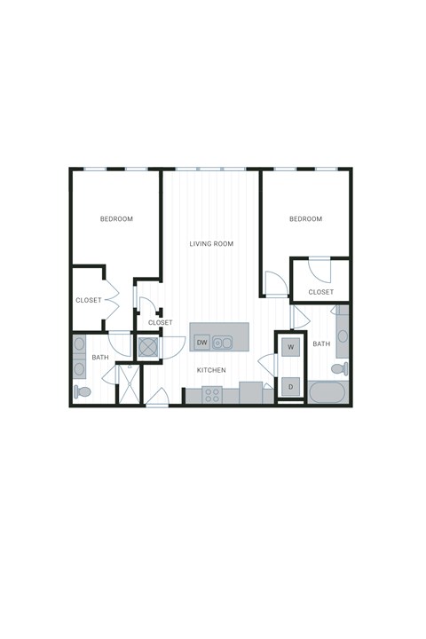 Floor plan for 2 beds, 2 baths, 1176 sqft