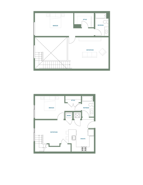 Floor plan for 2 beds, 2 baths, 1394 sqft