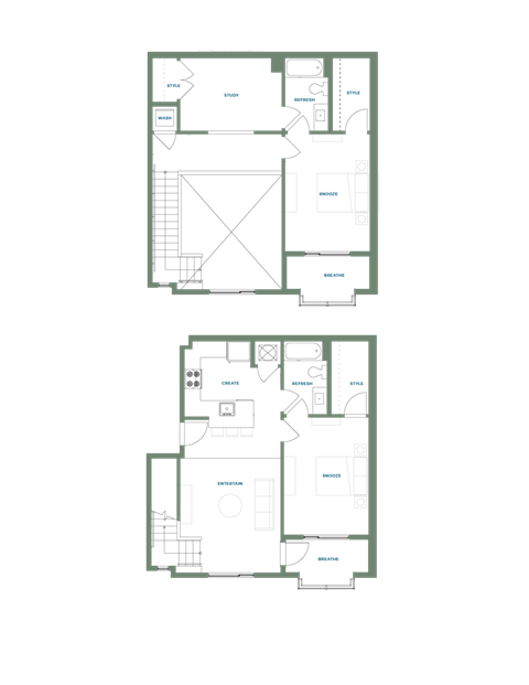 Floor plan for 2 beds, 2 baths, 1353 sqft