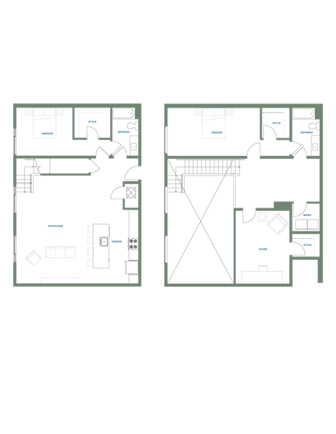 Floor plan for 2 beds, 2 baths, 1994 sqft