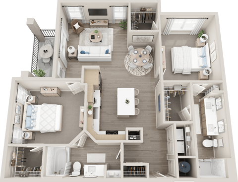 Floor plan for 2 beds, 2 baths, 1294 sqft