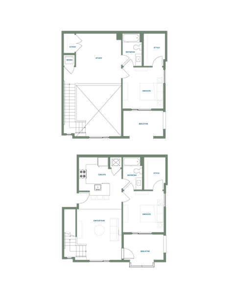 Floor plan for 2 beds, 2 baths, 1349 sqft