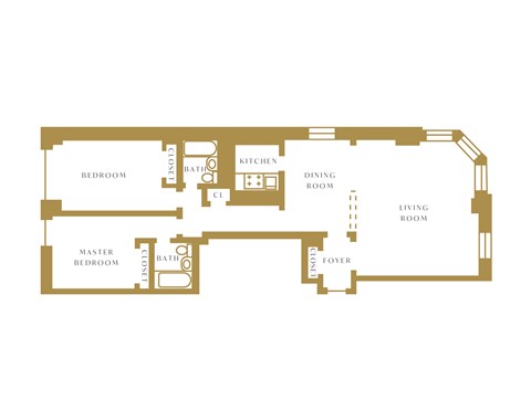Floor plan for 2 beds, 2 baths, 1179 sqft