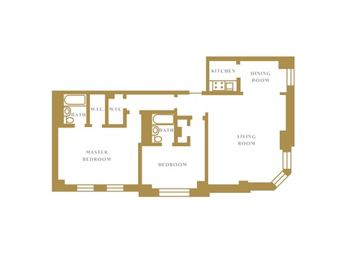 Floor plan for 2 beds, 2 baths, 1201 sqft