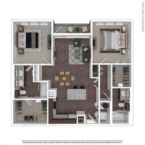 Floor plan for 2 beds, 2 baths, 1176 sqft