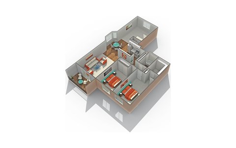 Floor plan for 2 beds, 1.5 baths, 1183 sqft