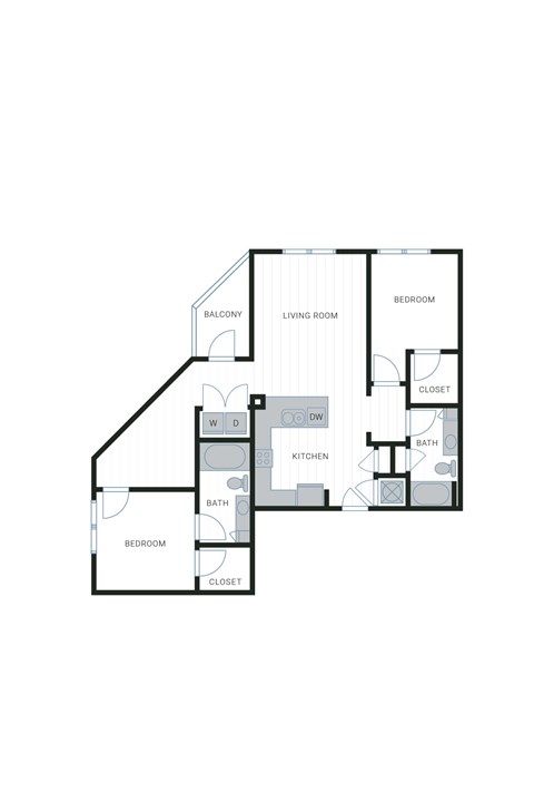 Floor plan for 2 beds, 2 baths, 1183 sqft