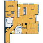 Floor plan for 2 beds, 2 baths, 1488 sqft
