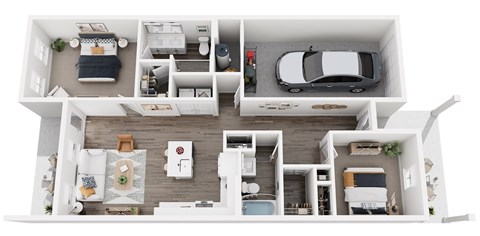 Floor plan for 2 beds, 2 baths, 1054 sqft